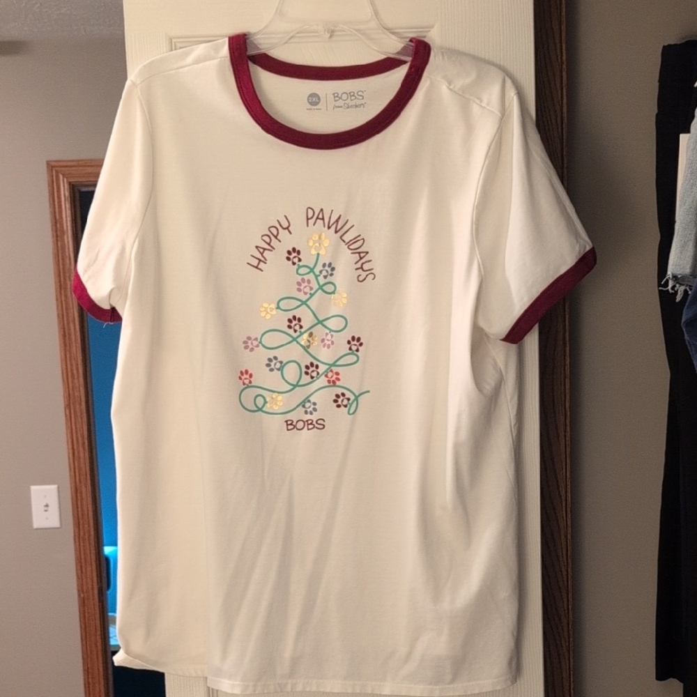 BOBS from Skechers White and Red Graphic Tee